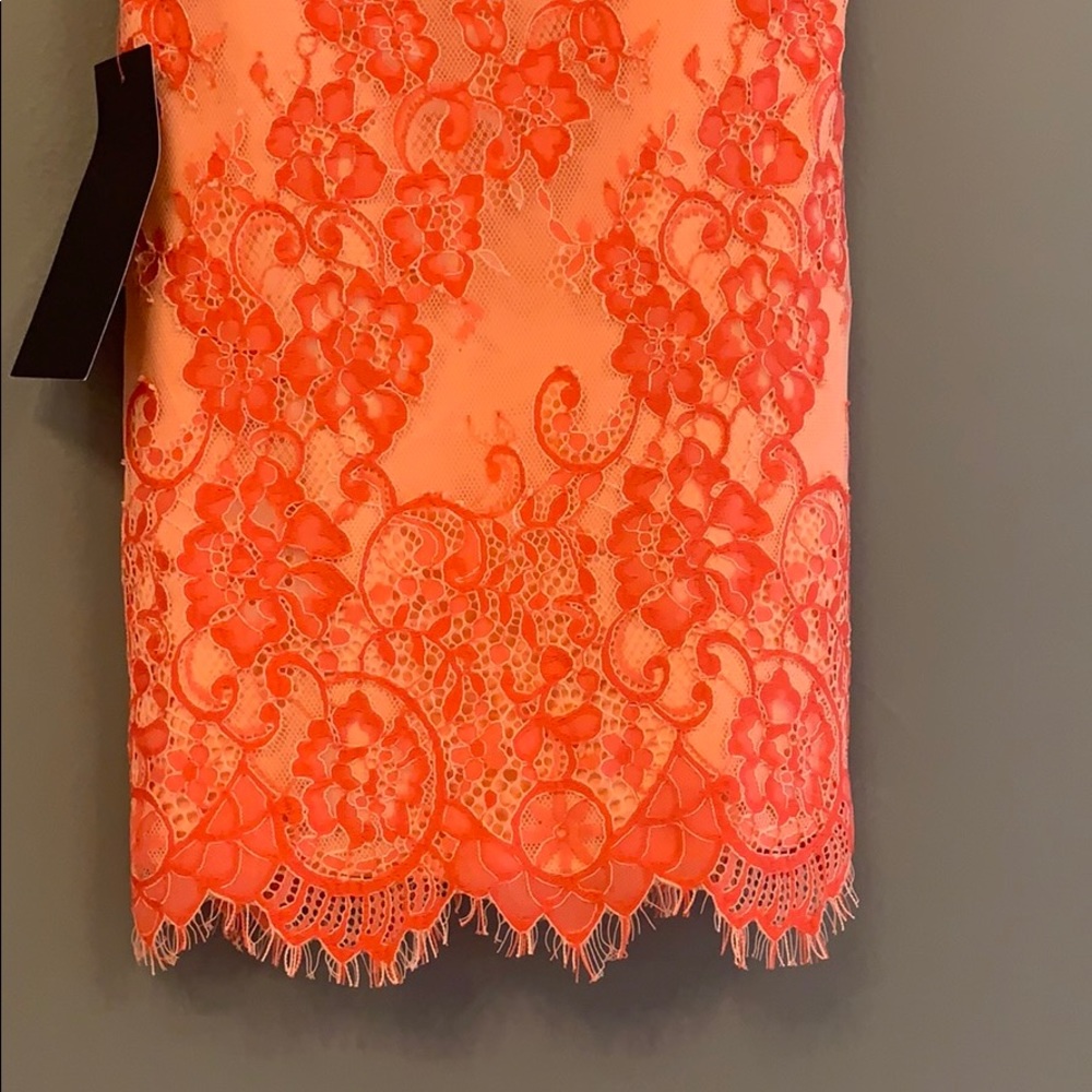 Bebe coral lace zipper back dress - Picture 5 of 8
